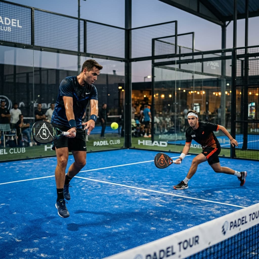 Athletes playing paddle tennis