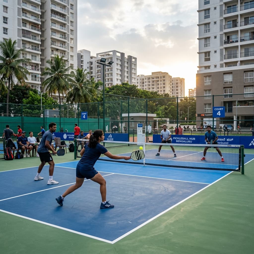 Pickleball match in progress